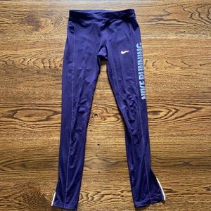 Nike Running Purple Leggings with Zipper on ankles